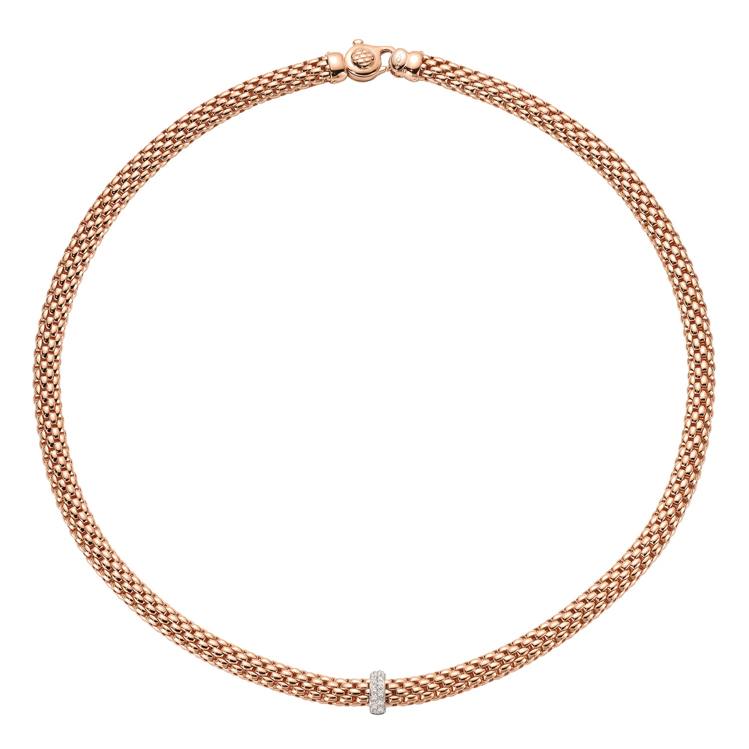 Fope rose gold Vendôme Necklace- Pavé Diamond Rondel