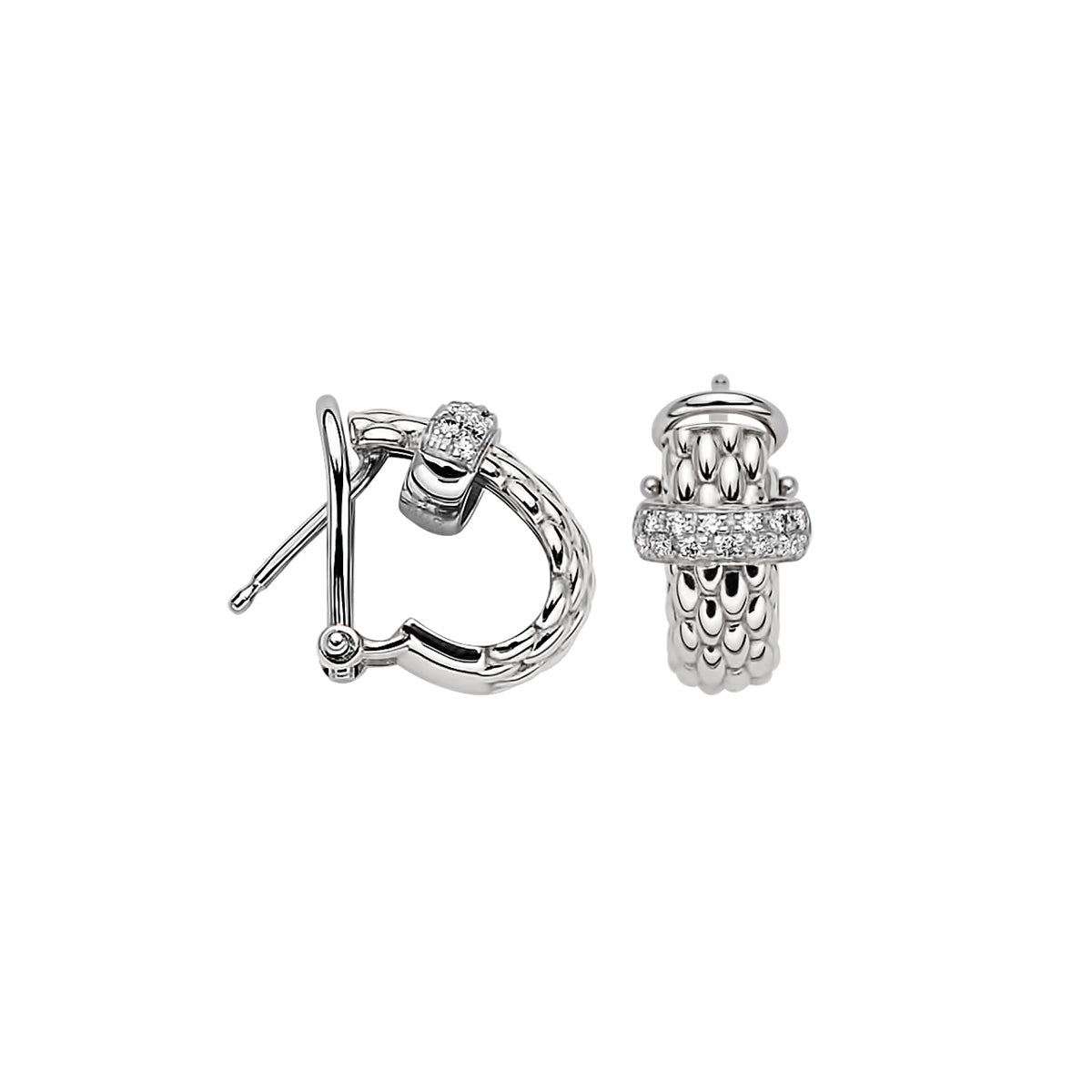 Fope Vendôme -Small Huggie Hoops with Pavé Diamond Accent