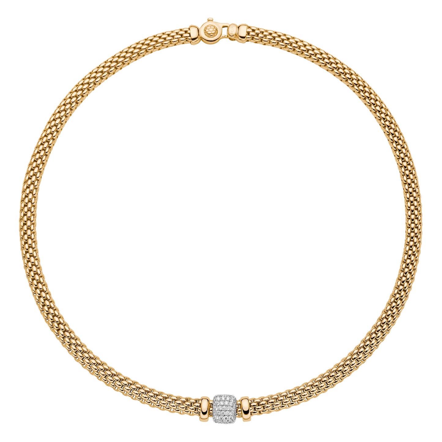 FOPE yellow gold Vendôme Statement Pavé Diamond Rondel Necklace