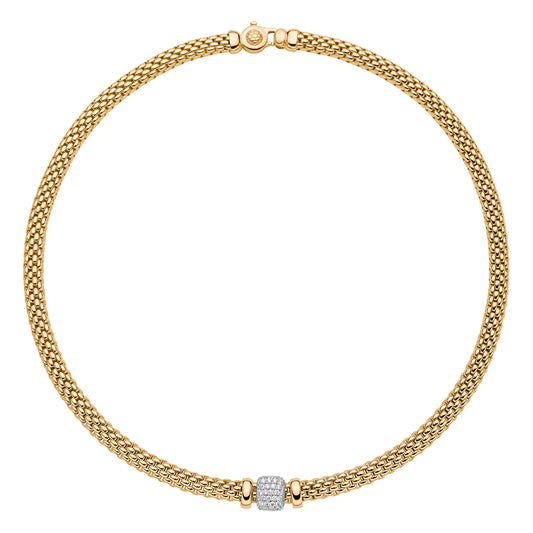 FOPE yellow gold Vendôme Statement Pavé Diamond Rondel Necklace