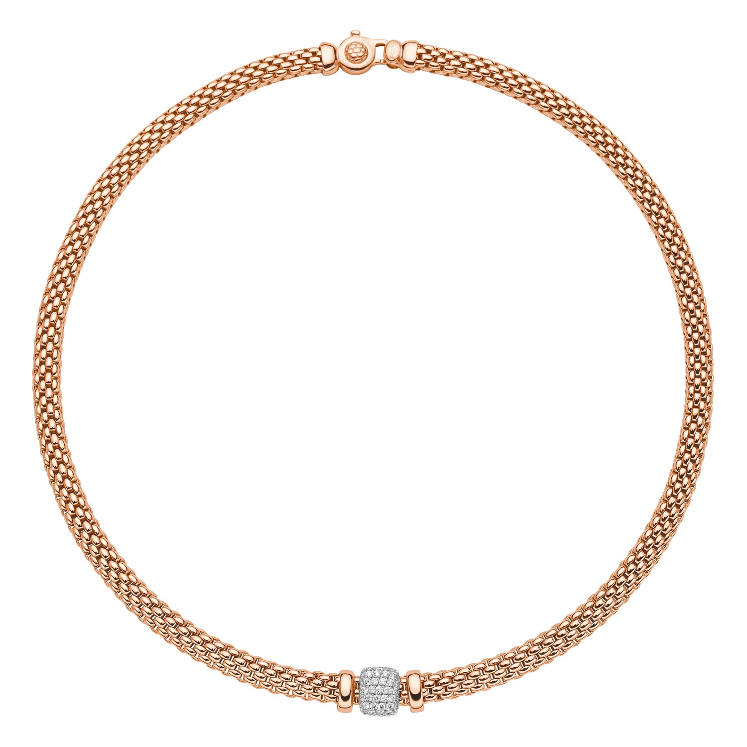 FOPE rose gold Vendôme Statement Pavé Diamond Rondel Necklace