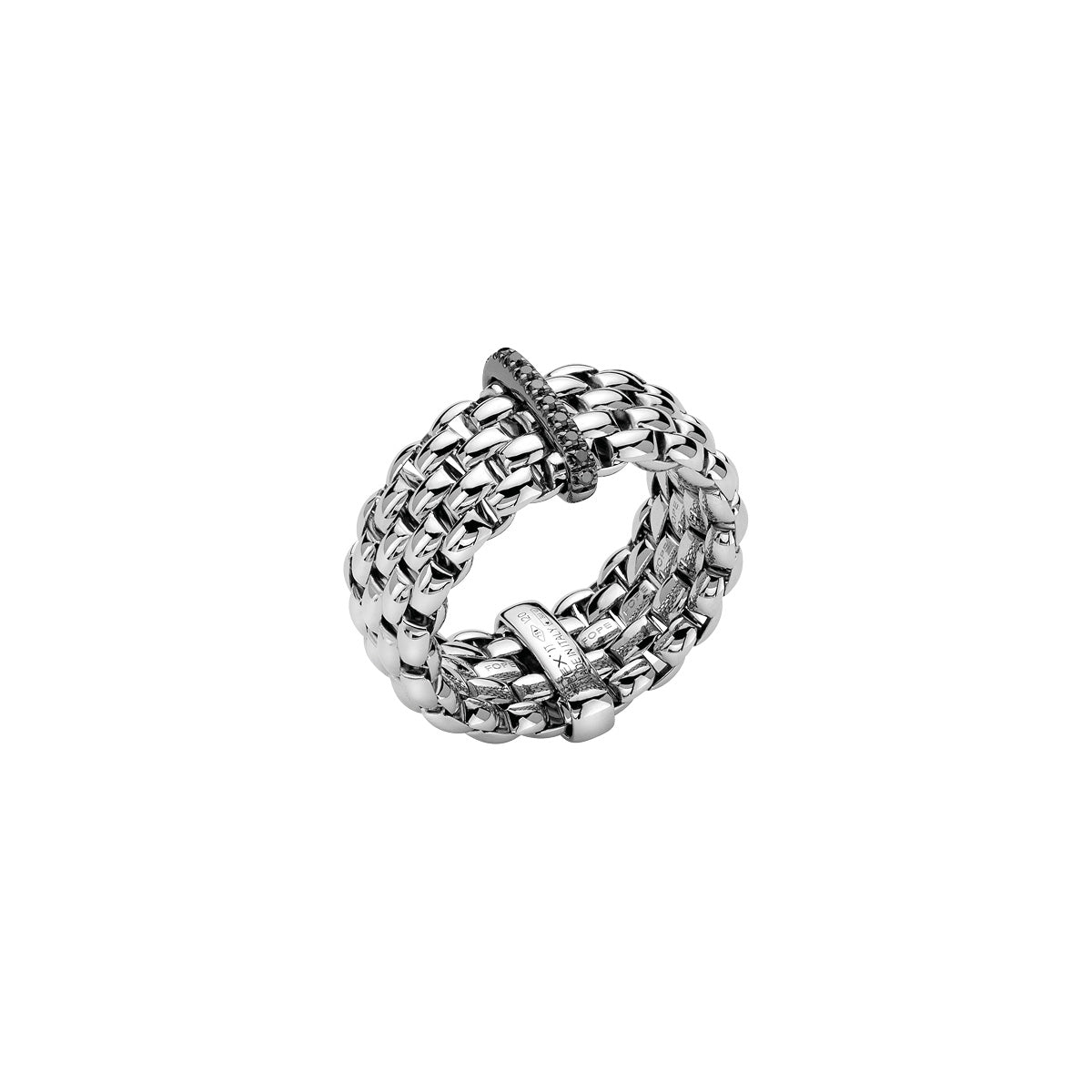 FOPE Panorama Ring with Single Black Diamond Line Accent