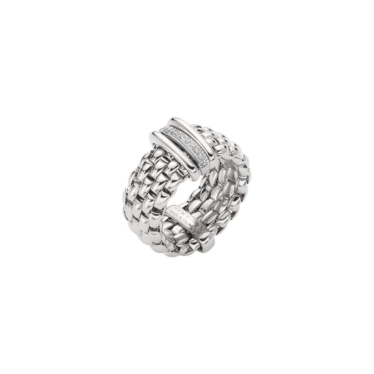FOPE Panorama Ring with Mixed-Colour Rondel & Diamond Line Accent