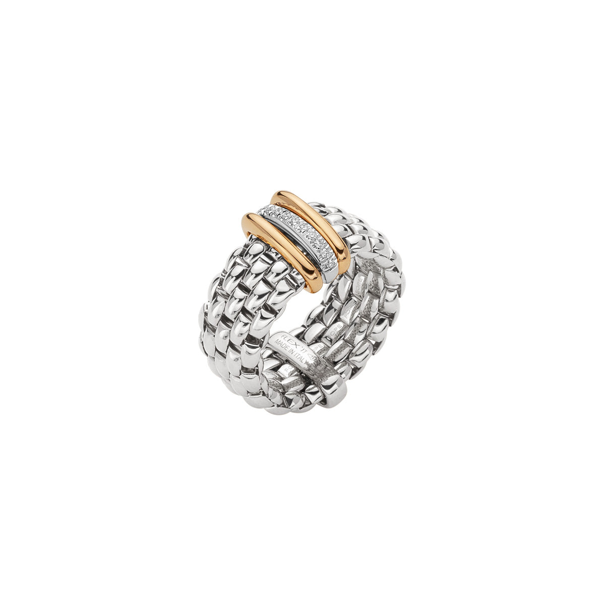 FOPE Panorama Ring with Mixed-Colour Rondel & Diamond Line Accent
