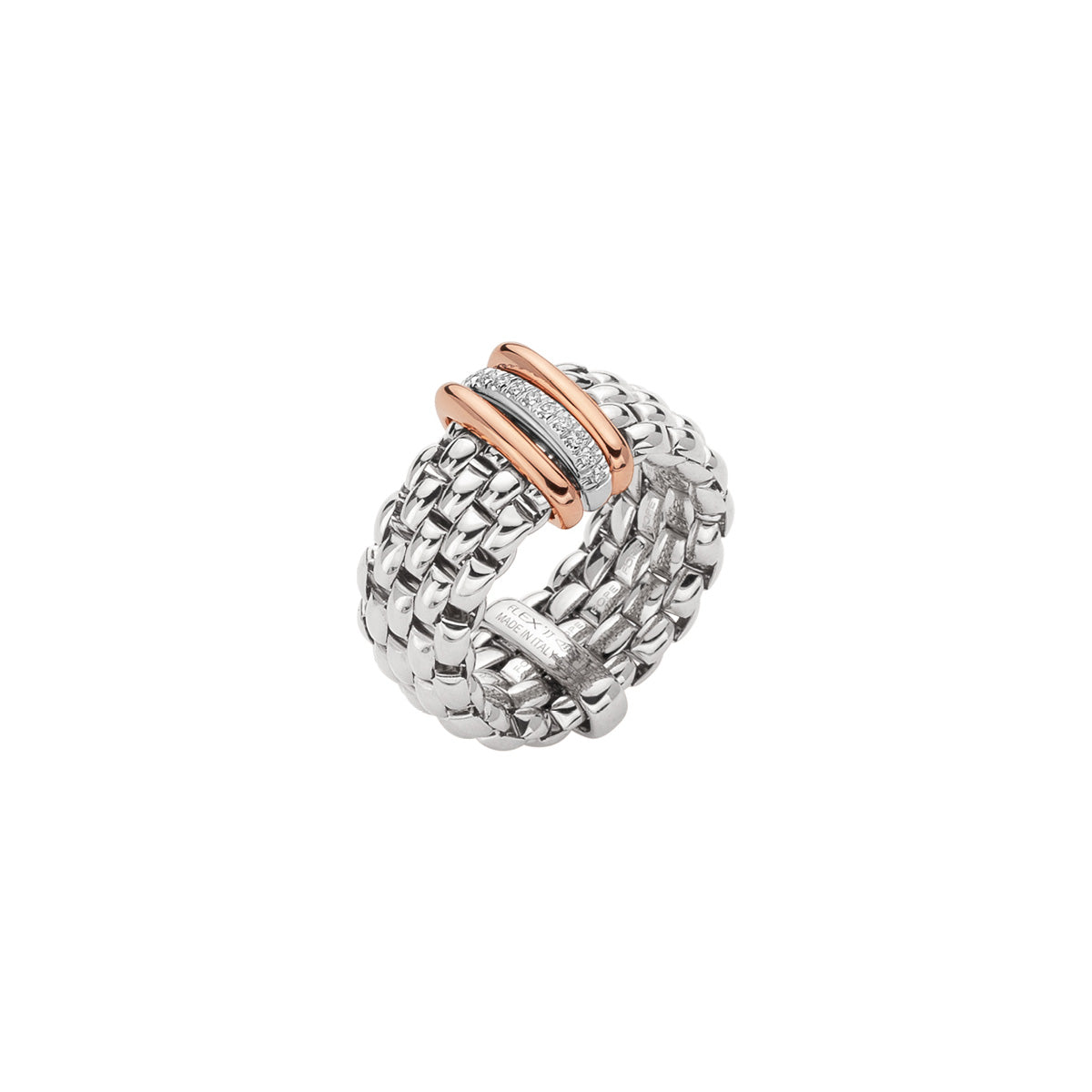 FOPE Panorama Ring with Mixed-Colour Rondel & Diamond Line Accent