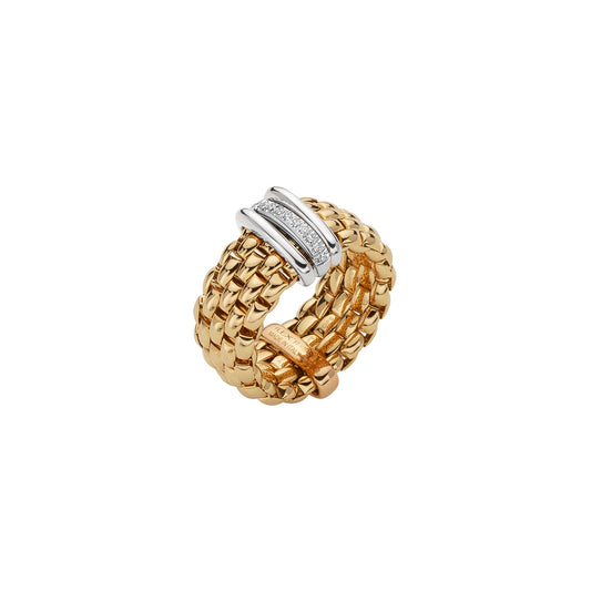 FOPE Panorama Ring with Mixed-Colour Rondel & Diamond Line Accent
