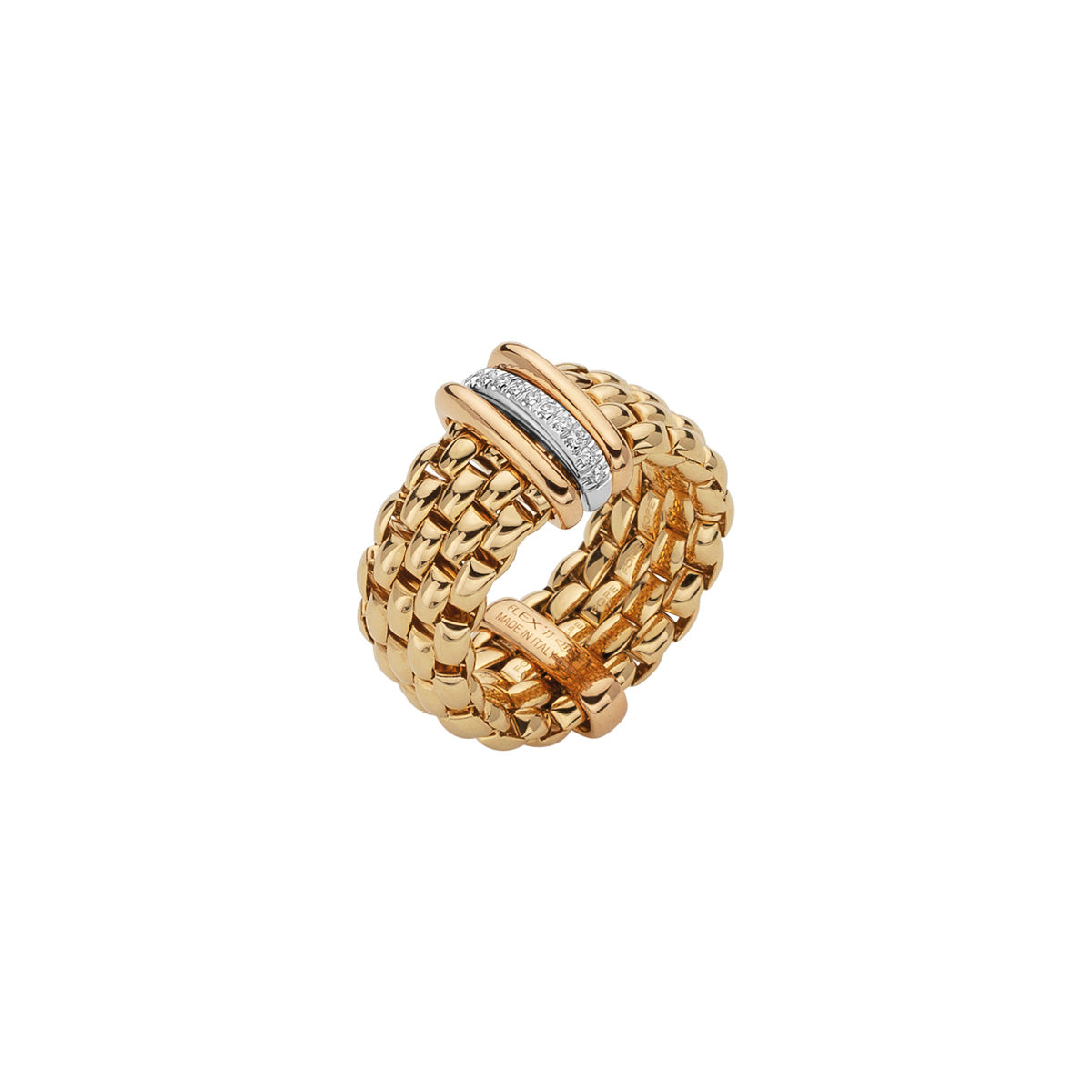 FOPE Panorama Ring with Mixed-Colour Rondel & Diamond Line Accent