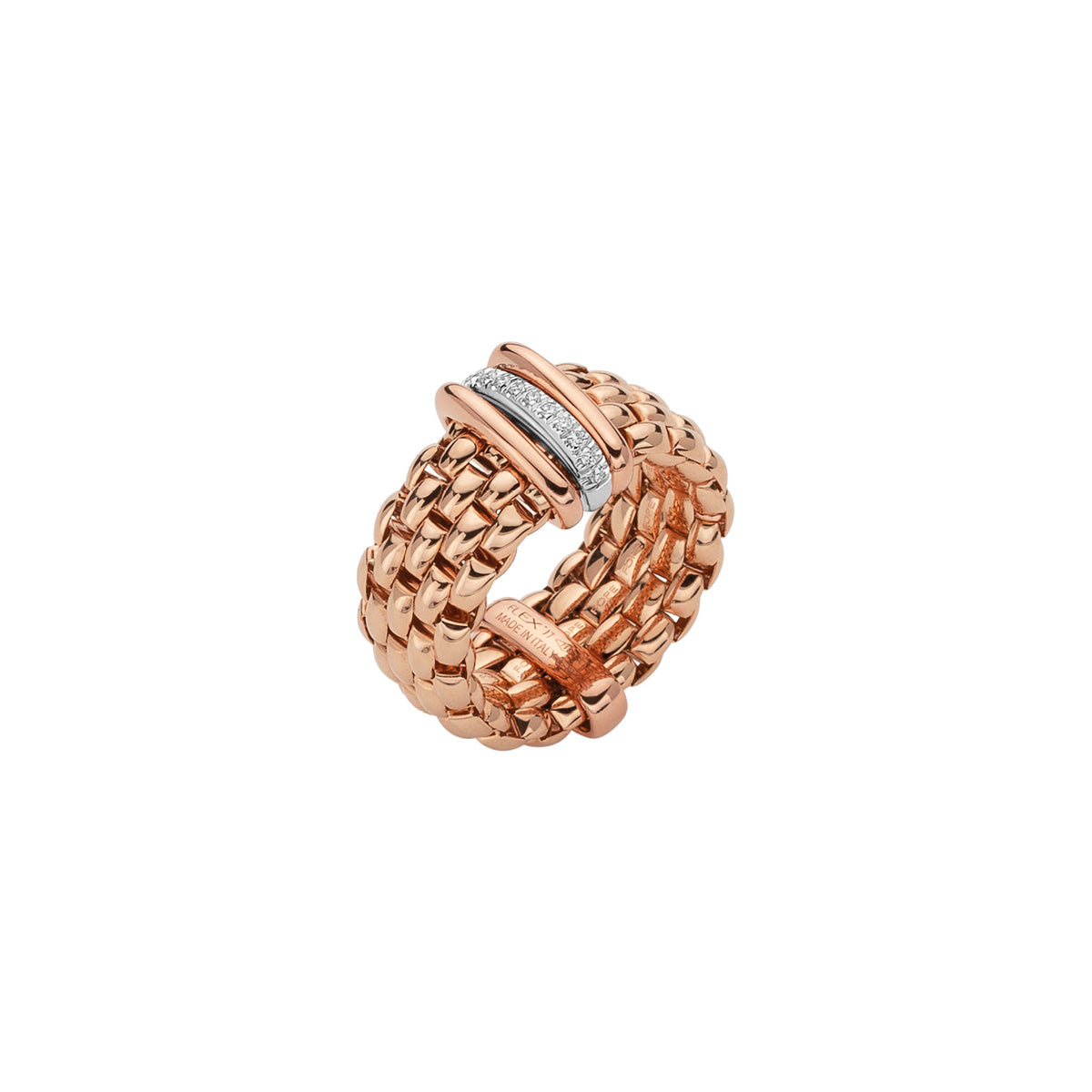 FOPE Panorama Ring with Mixed-Colour Rondel & Diamond Line Accent