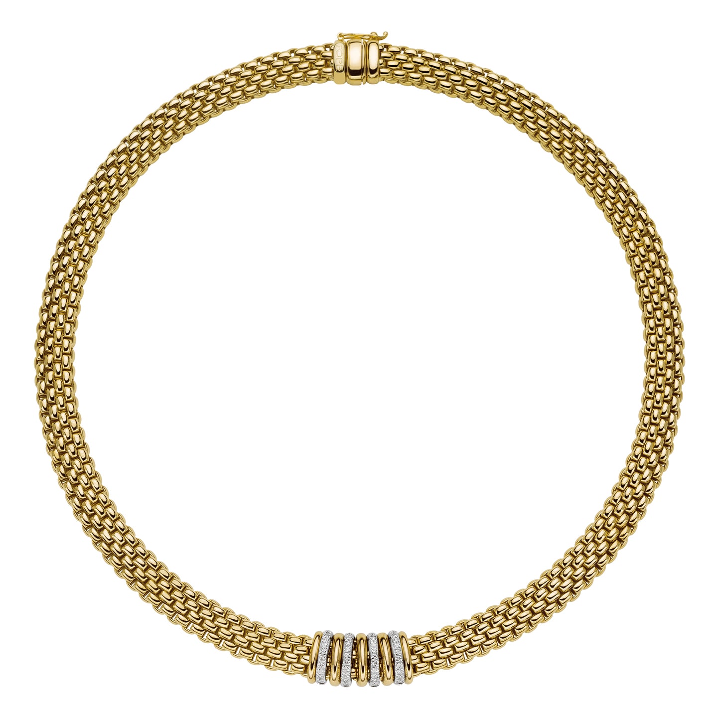 FOPE Panorama Collier Necklace- Mix Gold & Diamond Rondel