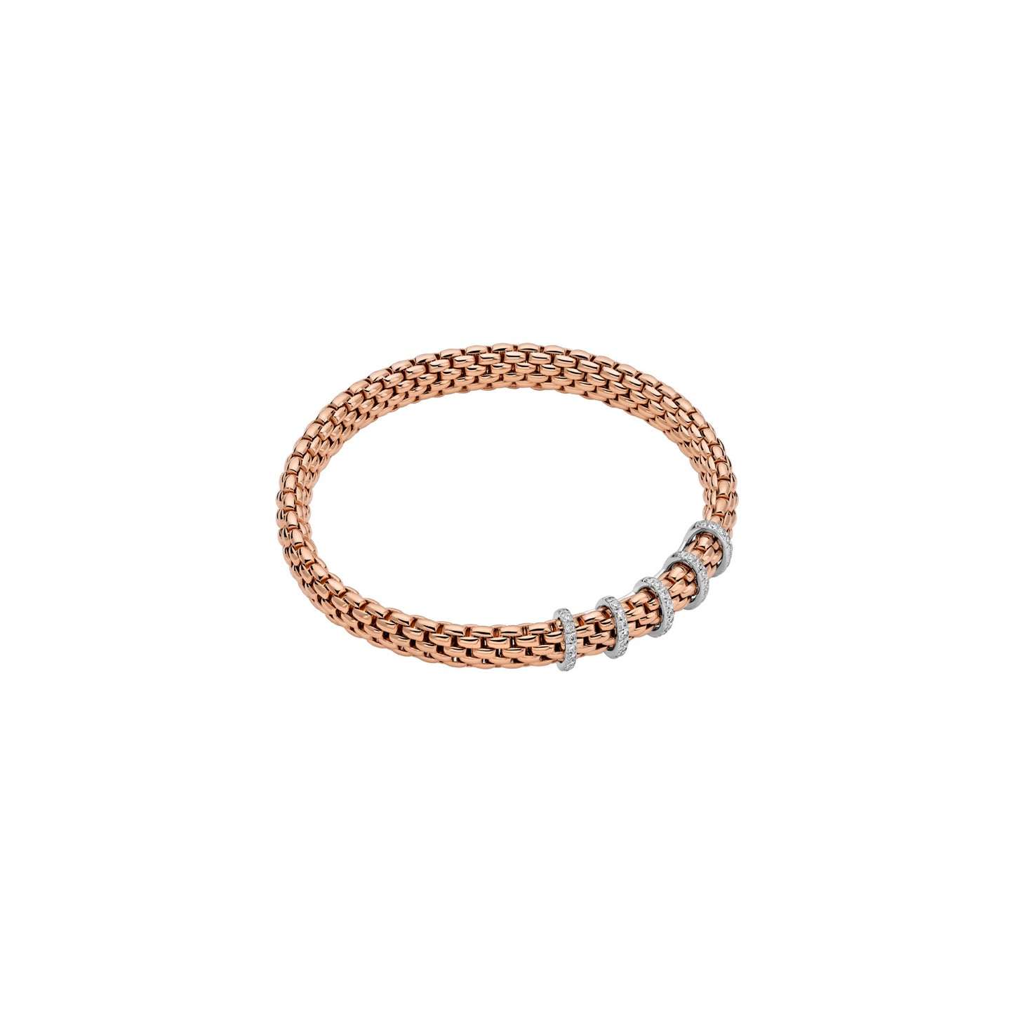 FOPE Vendôme rose gold Bracelet with Five Diamond Line Accents