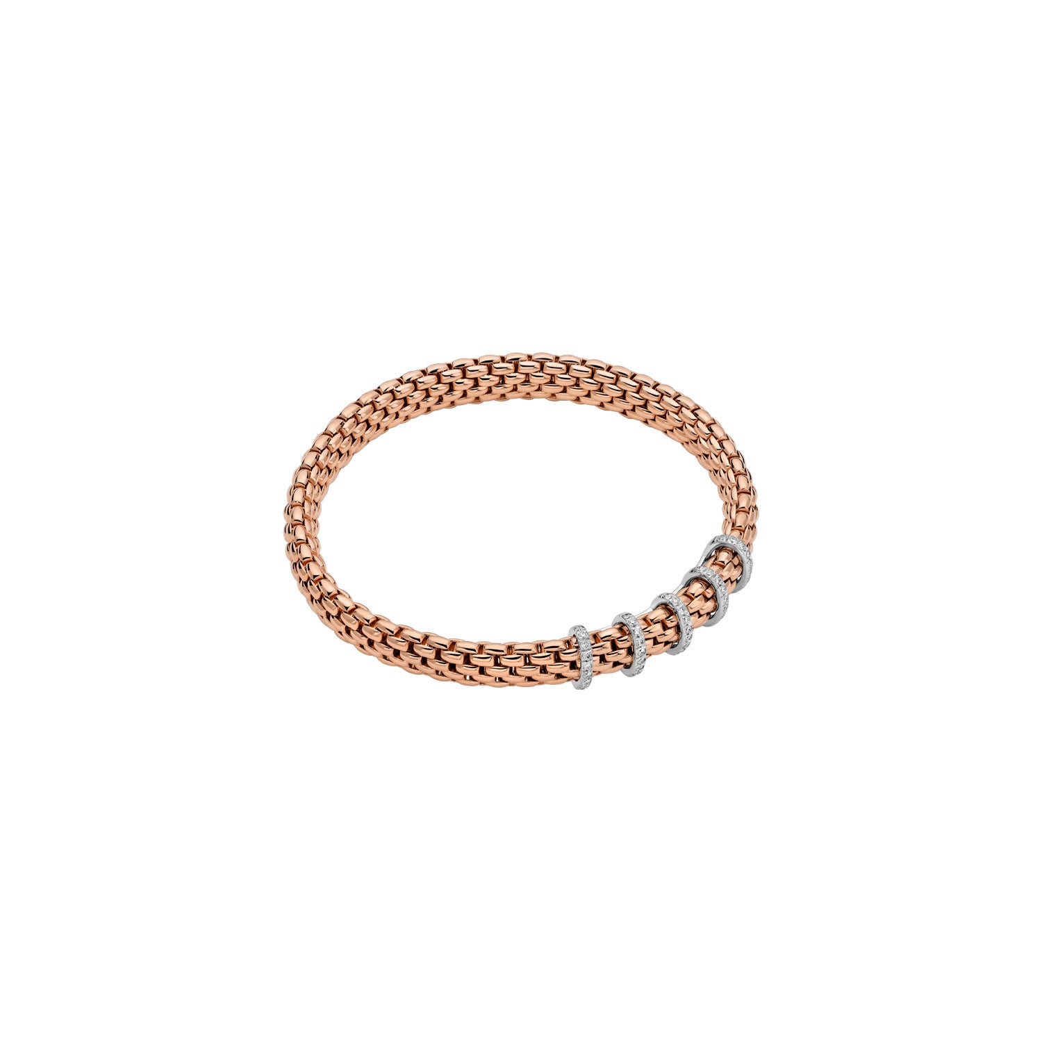 FOPE Vendôme rose gold Bracelet with Five Diamond Line Accents