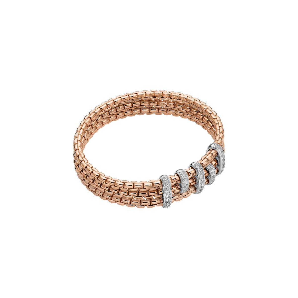 FOPE Eka 0.64ct Triple-Row Diamond Bracelet 5 Pave Rondels