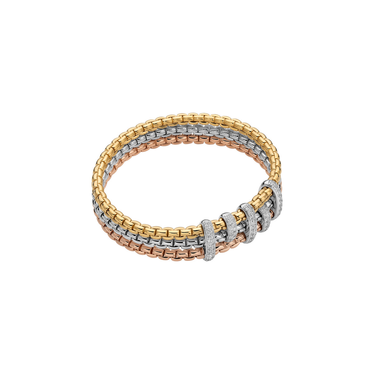 FOPE Eka 0.64ct Triple-Row Diamond Bracelet 5 Pave Rondels