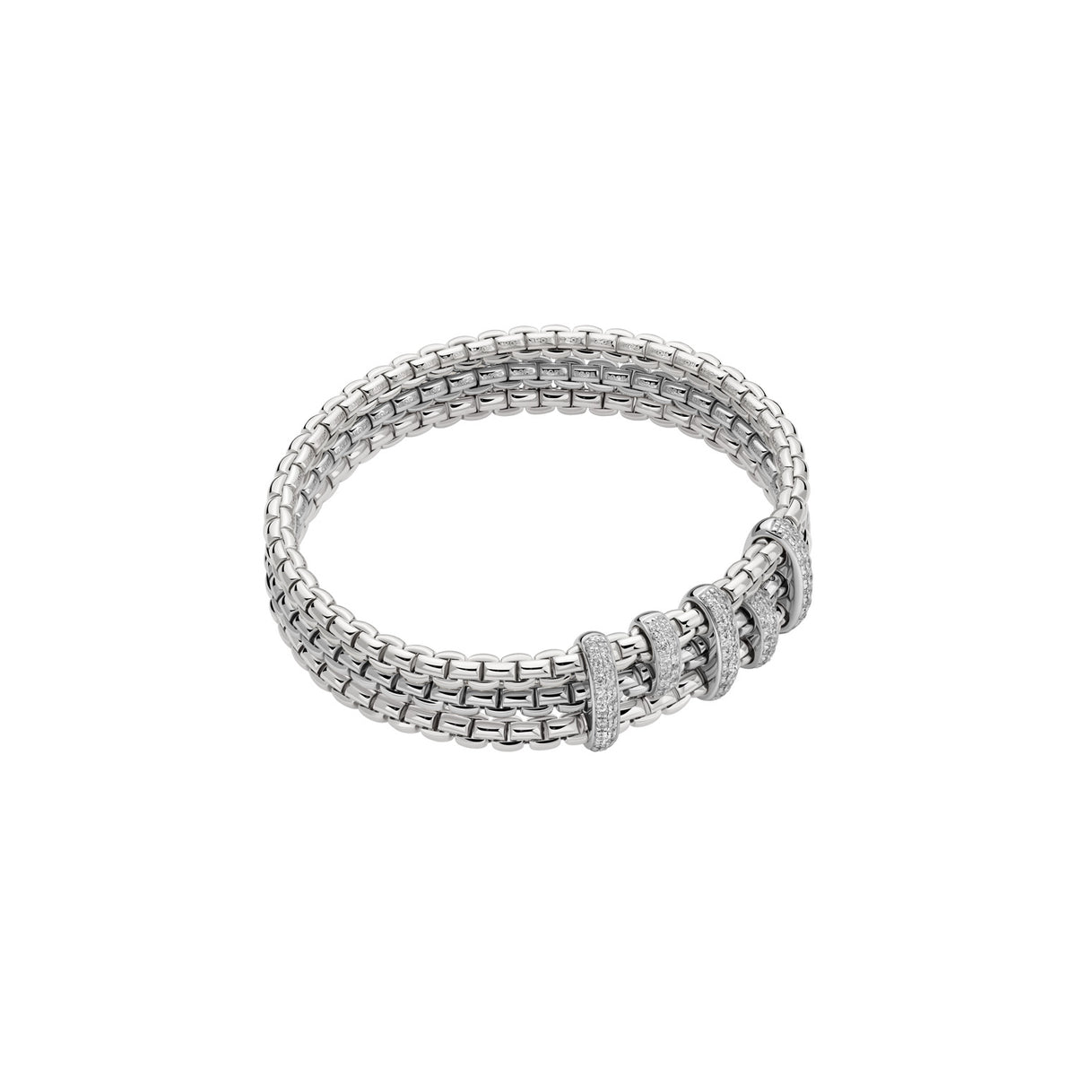 FOPE Eka 0.64ct Triple-Row Diamond Bracelet 5 Pave Rondels