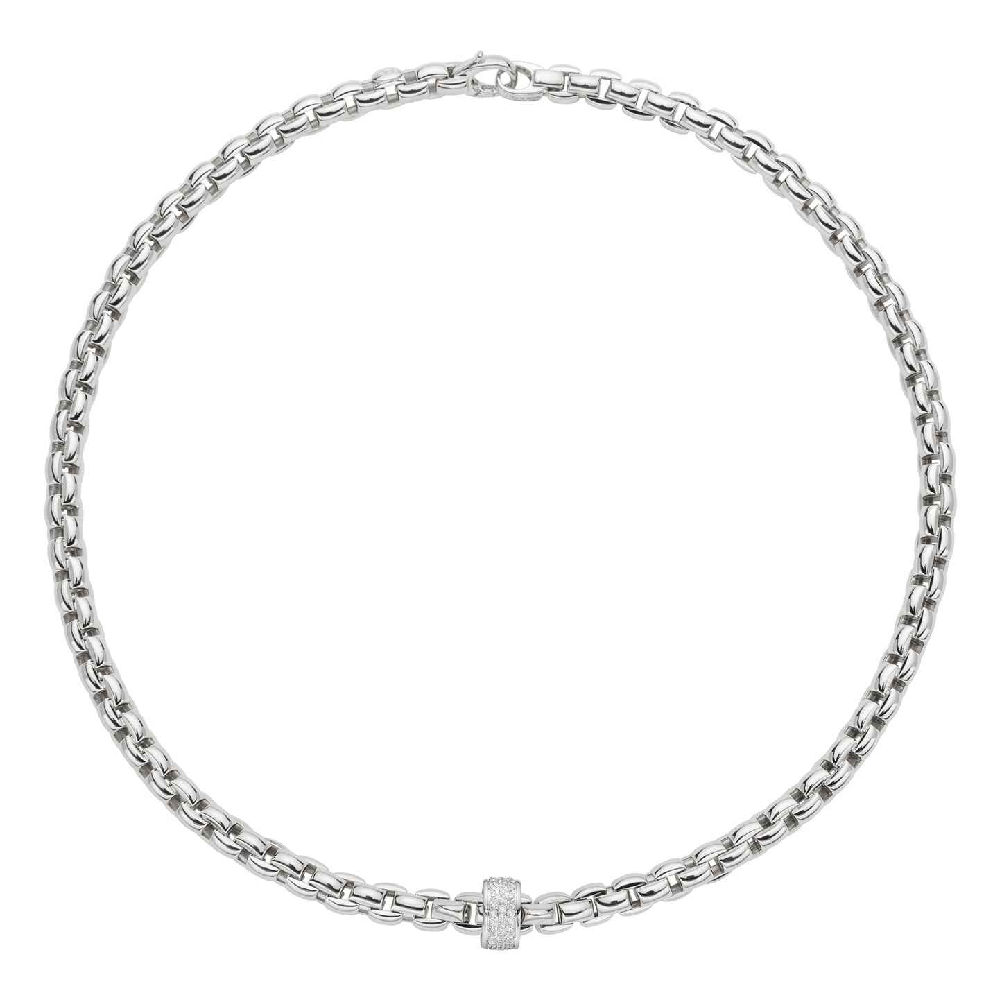 FOPE Eka Necklace- White Diamond Pavé Rondel