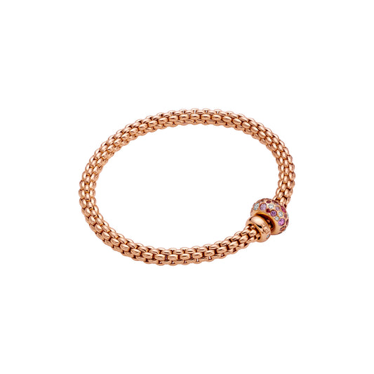 Solo Collection: Pink Sapphire & White Diamond Pavé Rondel Bracelet