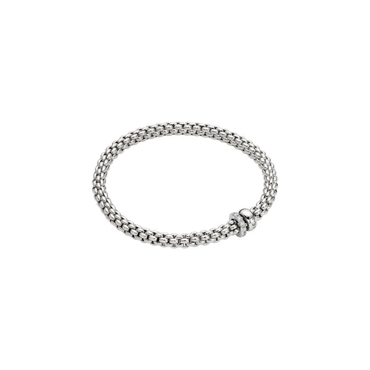 Solo Collection: Prima Link White Diamond & Gold Rondel Bracelet