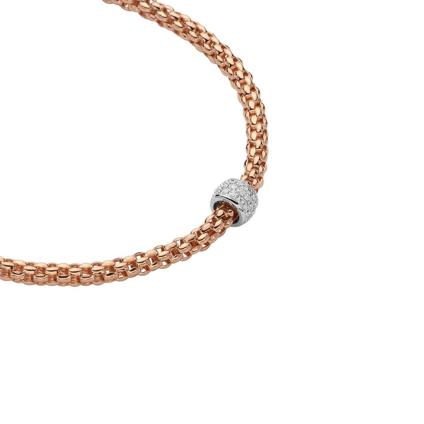 Solo Collection: Prima Necklace with Pave Diamond White Gold Rondel