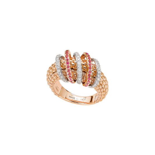 Solo Collection: White Diamond & Pink Sapphire Multi-Strand Ring