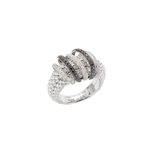 Solo Collection: White & Black Diamond Three-Strand Ring