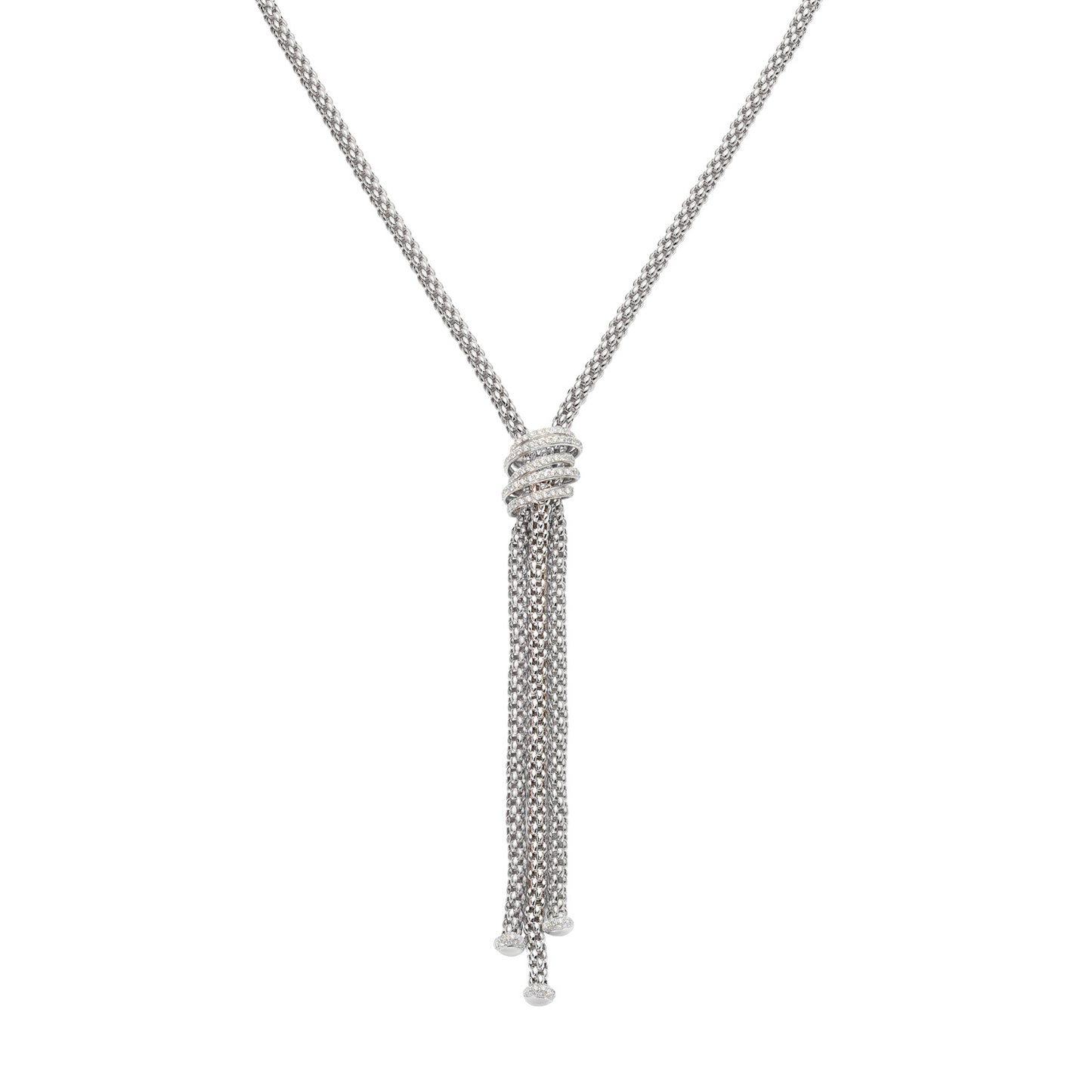 FOPE Solo Collection Triple-Strand Lariat Necklace — White Diamond Accent