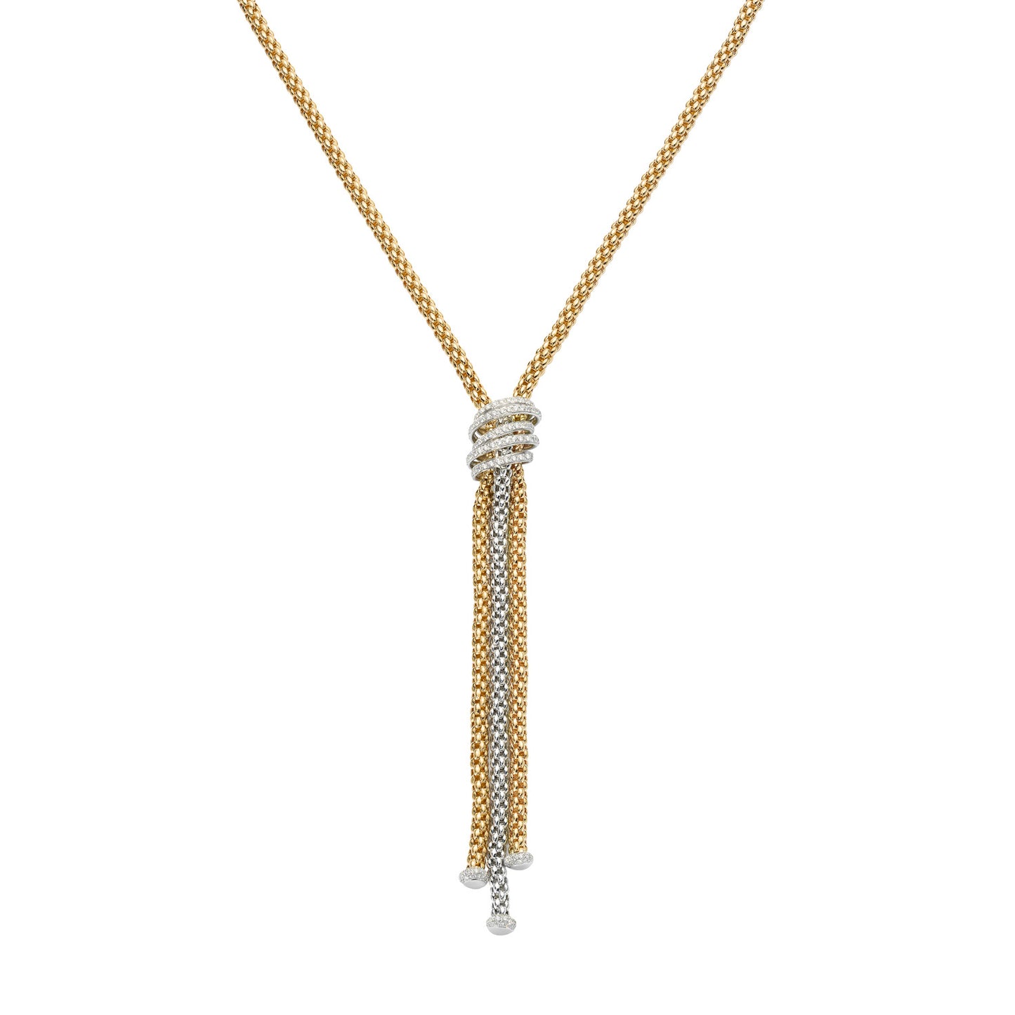 FOPE Solo Collection Triple-Strand Lariat Necklace — White Diamond Accent