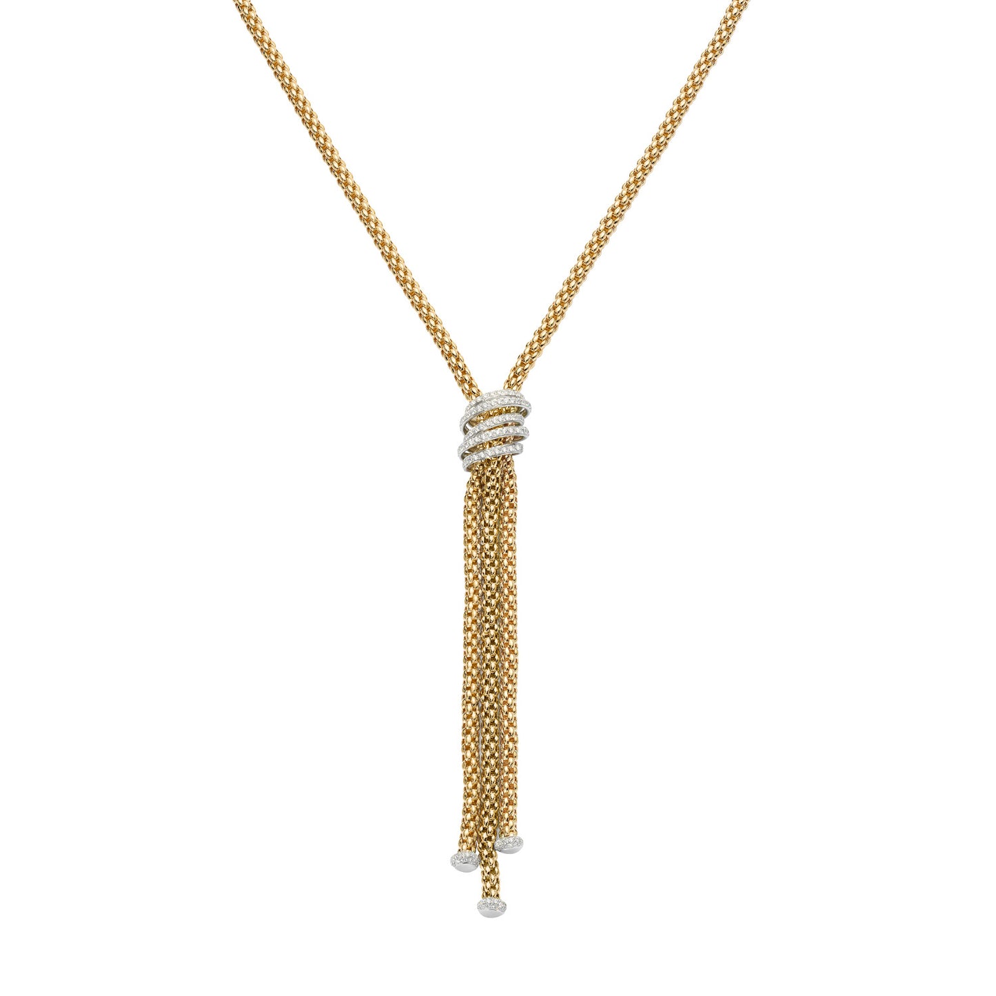 FOPE Solo Collection Triple-Strand Lariat Necklace — White Diamond Accent