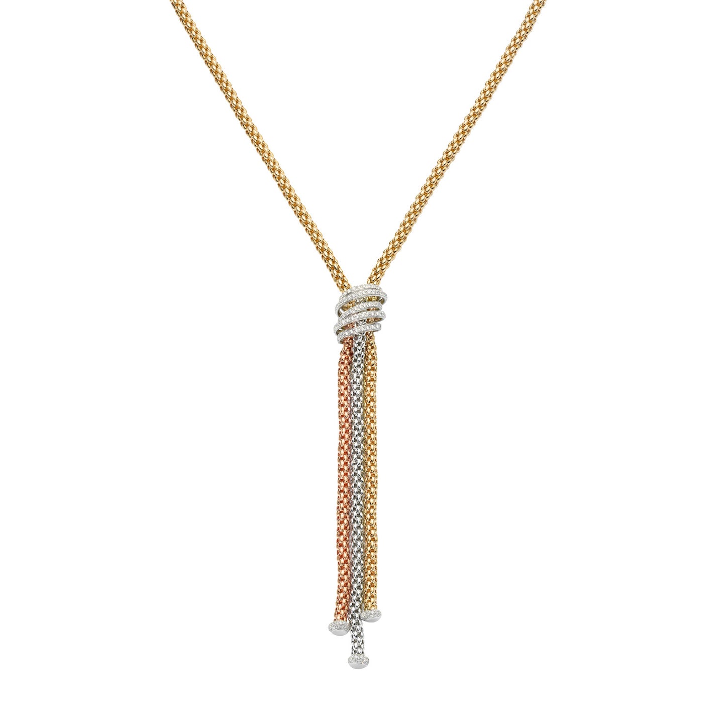 FOPE Solo Collection Triple-Strand Lariat Necklace — White Diamond Accent