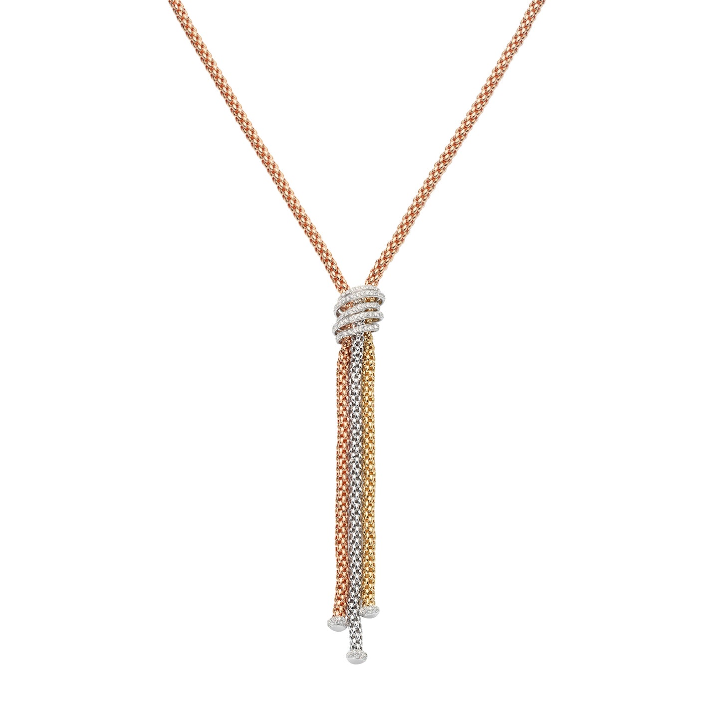FOPE Solo Collection Triple-Strand Lariat Necklace — White Diamond Accent