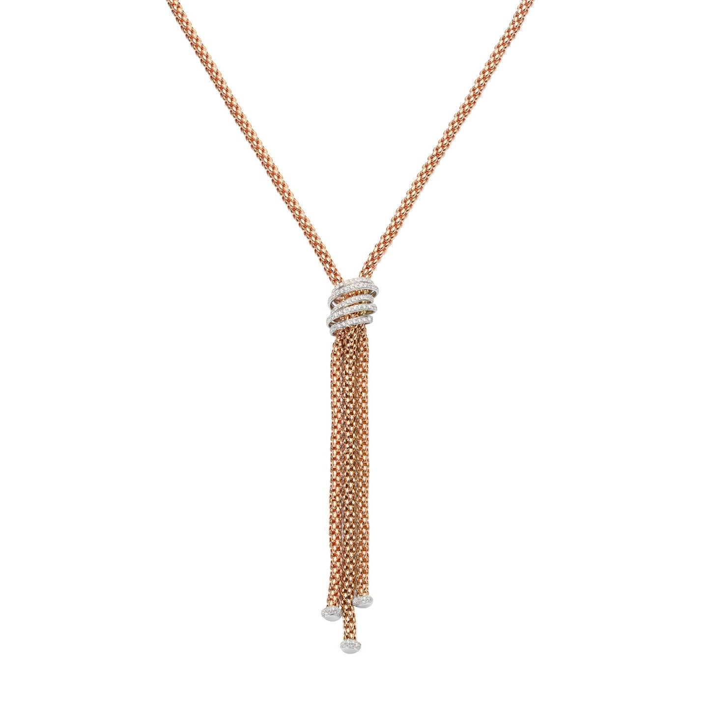 FOPE Solo Collection Triple-Strand Lariat Necklace — White Diamond Accent