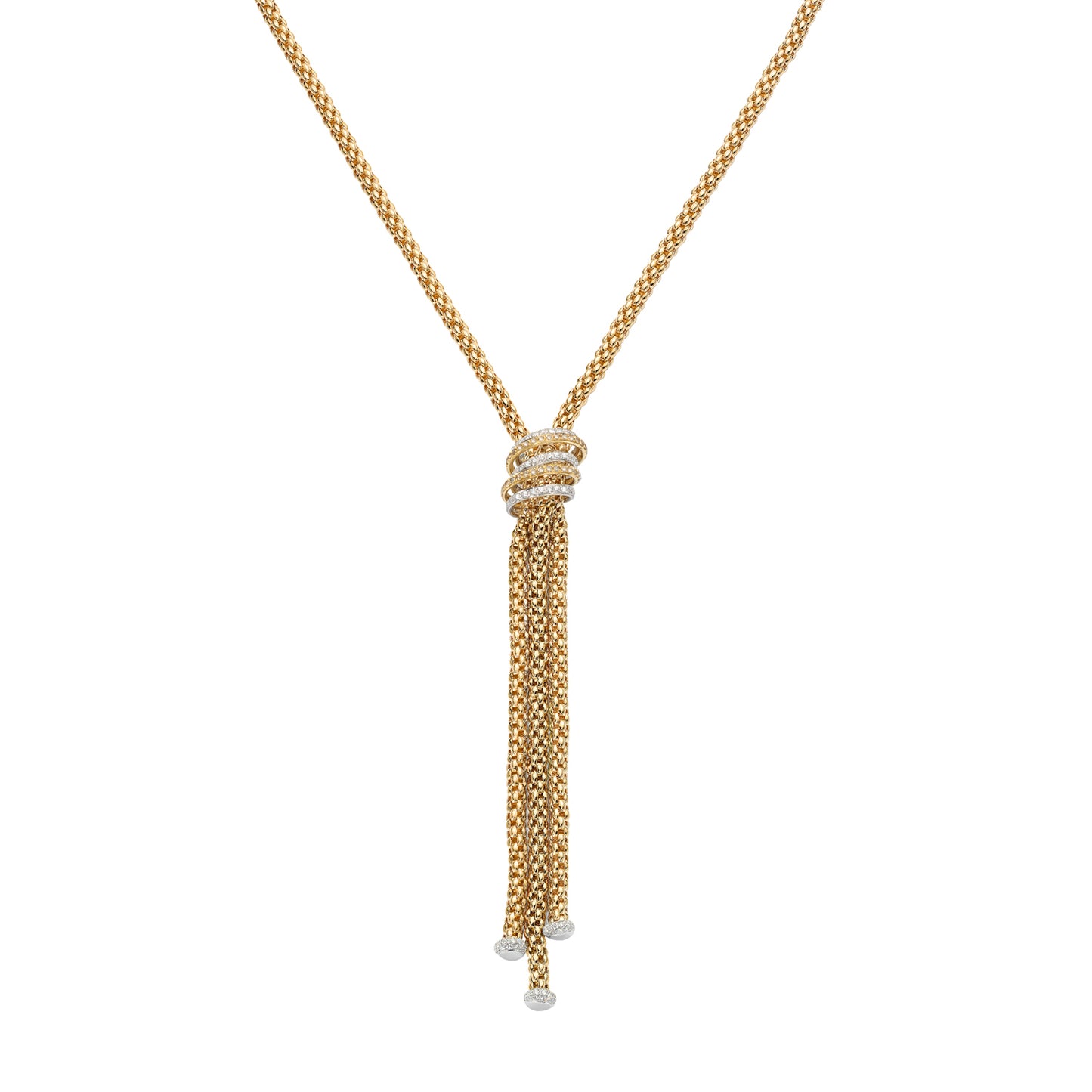 FOPE Solo Collection Lariat Necklace — Yellow Gold with White & Yellow Gold Accents