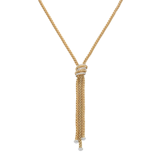FOPE Solo Collection Lariat Necklace — Yellow Gold with White & Yellow Gold Accents