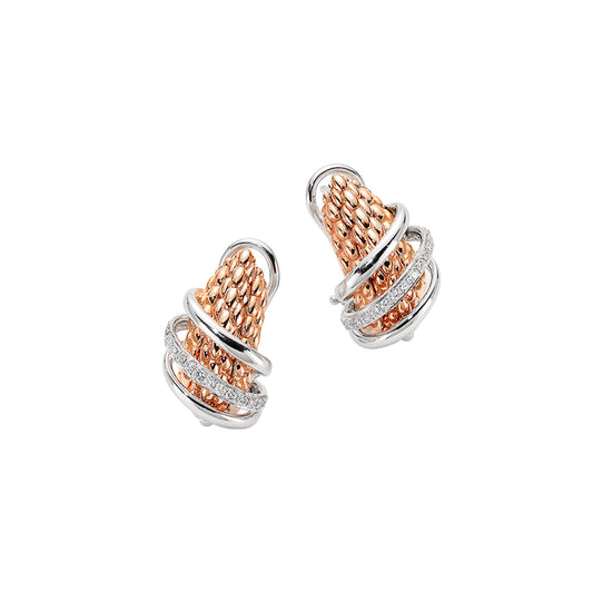 Solo Collection: Semi-Pavé White Diamond Medium Hoops