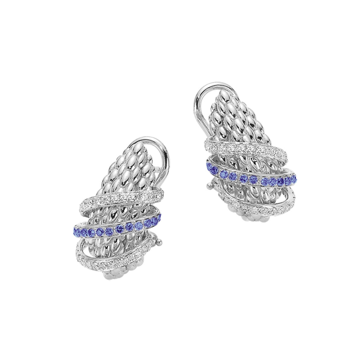 Solo Collection: White Diamond & Sapphire Medium Hoops