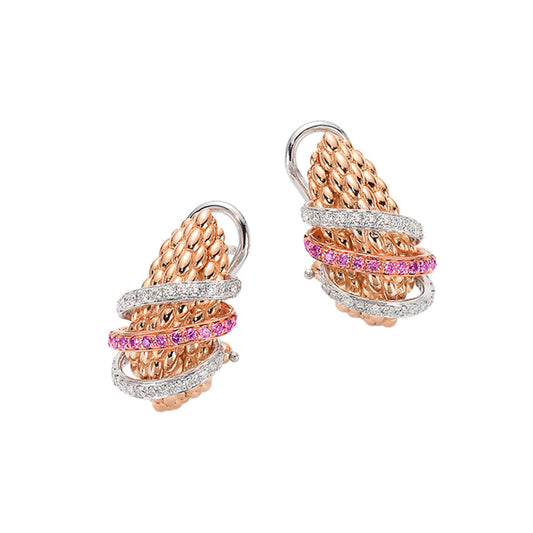 Solo Collection: White Diamond & Pink Sapphire Medium Hoops