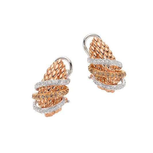 Solo Collection: Full Pavé White & Brown Diamond Hoops
