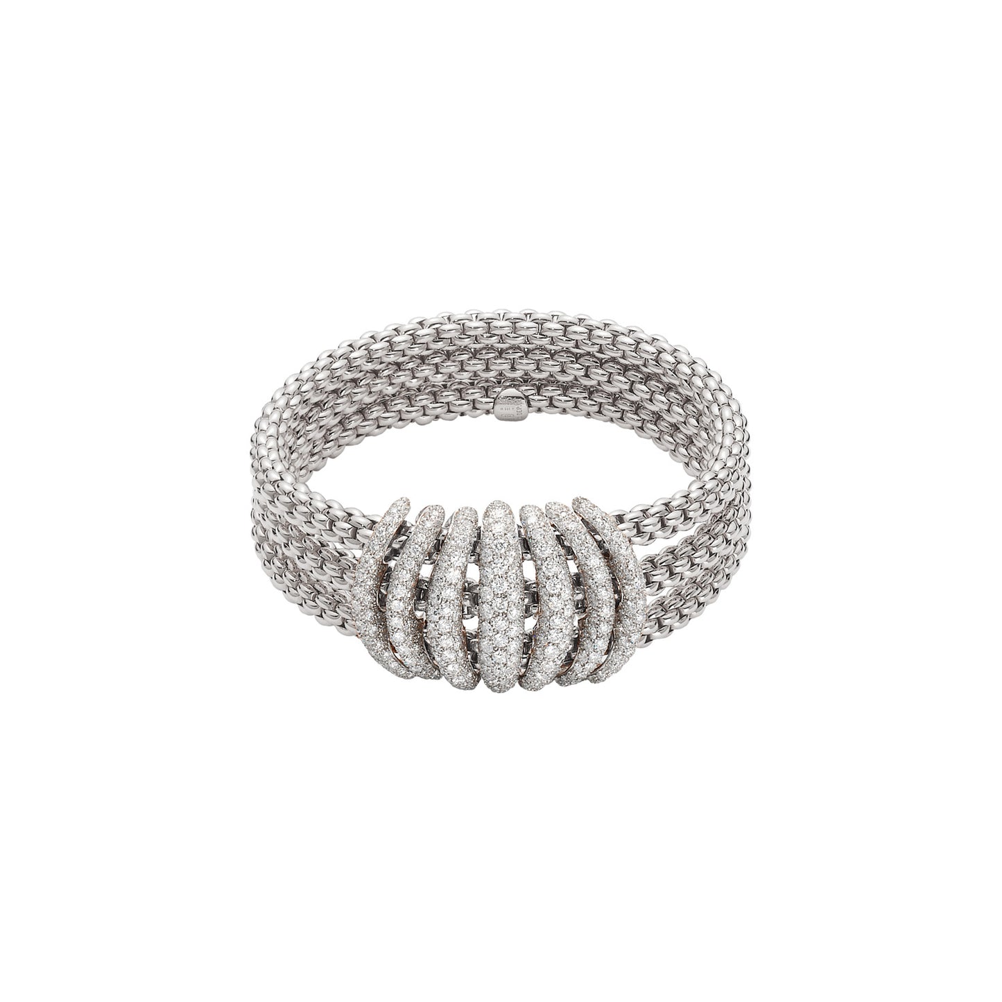 Solo Collection: Full Pavé White Diamond Buckle Triple Strand Bracelet