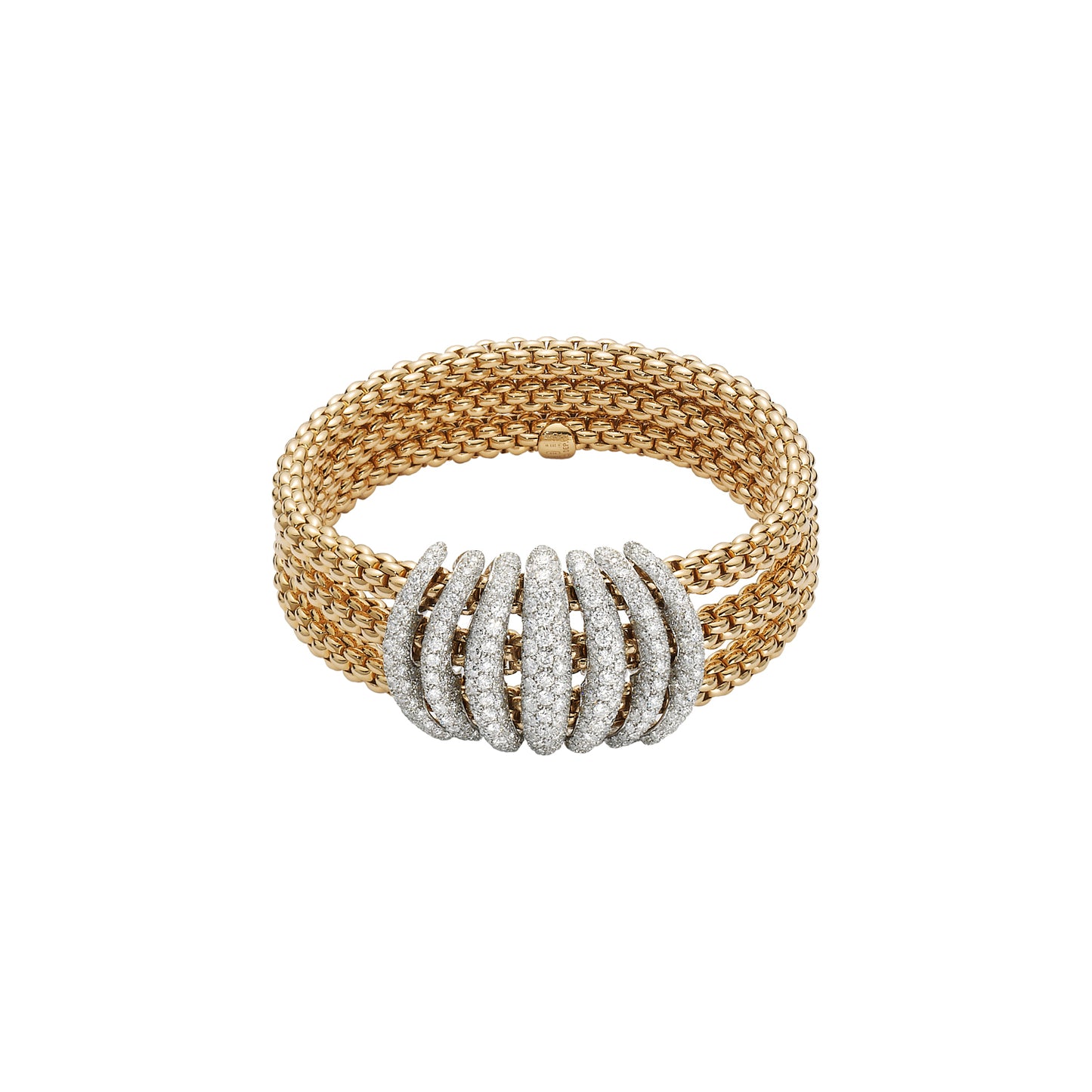Solo Collection: Full Pavé White Diamond Buckle Triple Strand Bracelet