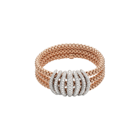 Solo Collection: Full Pavé White Diamond Buckle Triple Strand Bracelet