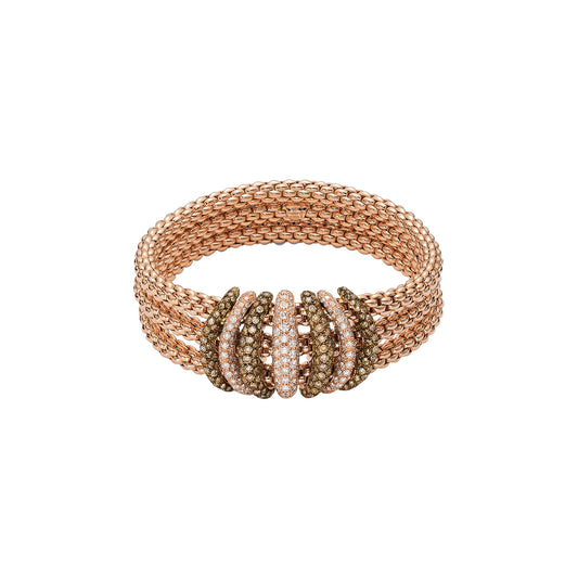 Solo Collection: Full Pavé Brown & White Diamond Buckle Triple Strand Bracelet