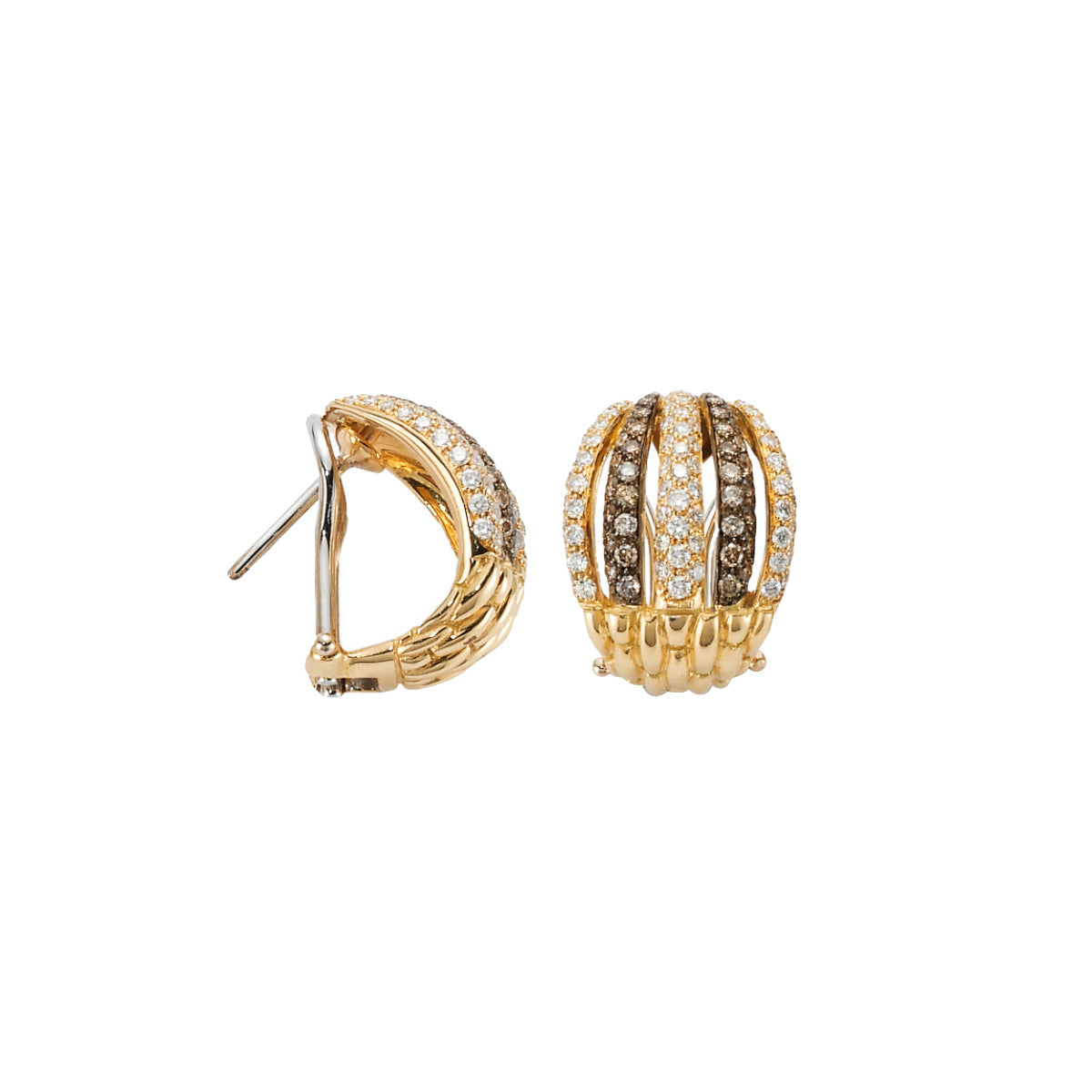 Solo Collection: Brown & White Diamond Pavé Earrings