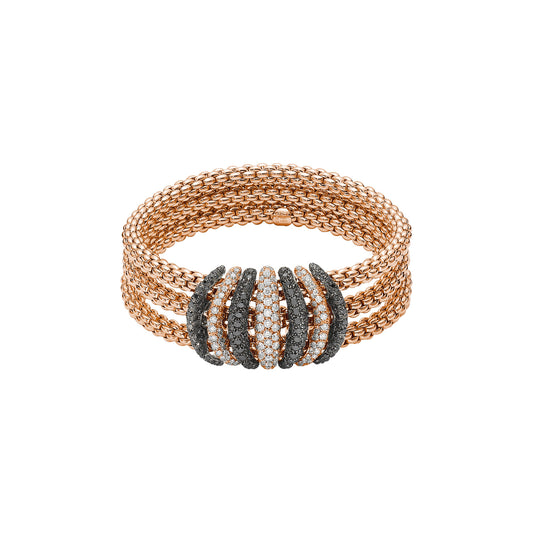 Solo Collection: White & Black Diamond Pavé Buckle Triple Strand Bracelet