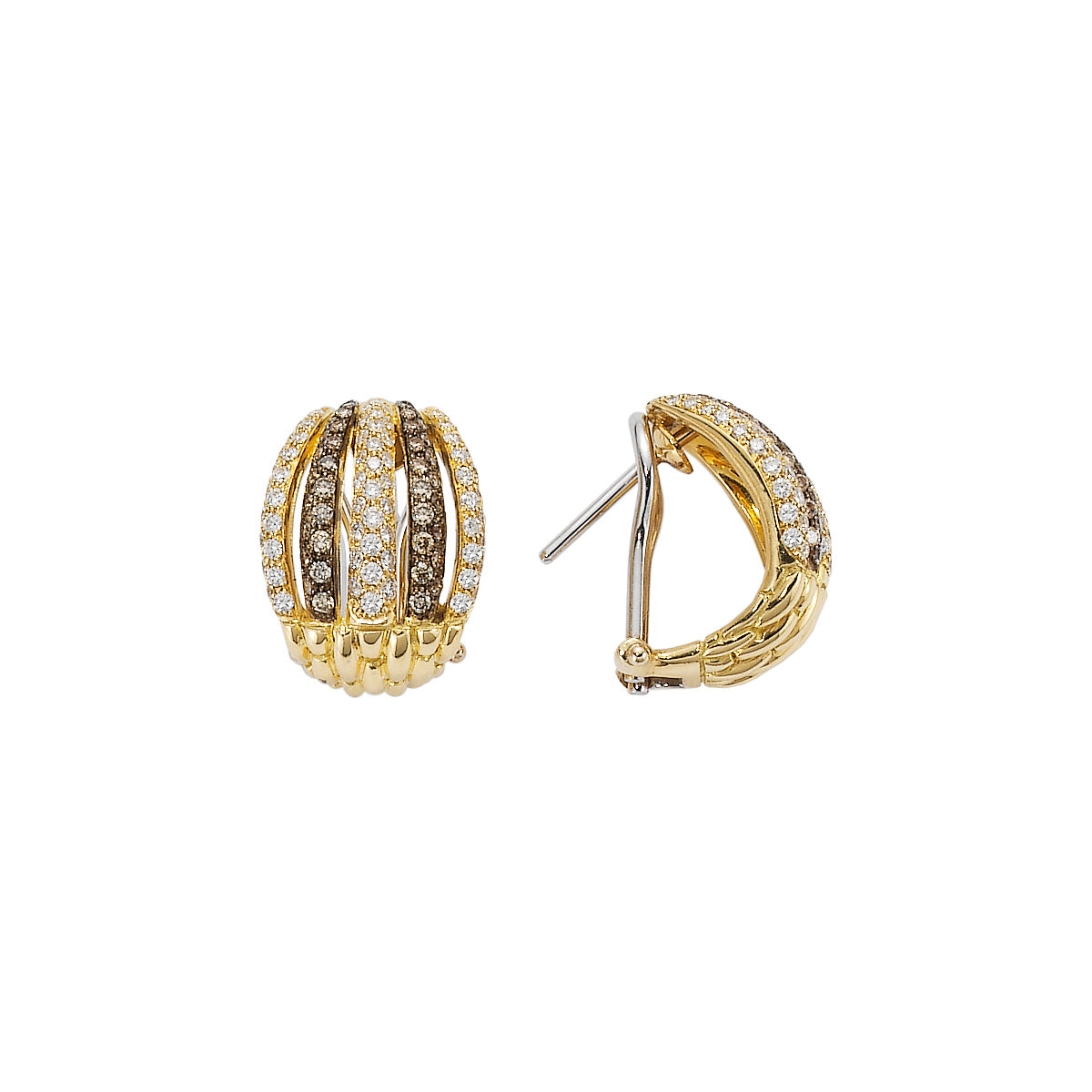 Solo Collection: Brown &amp; White Diamond Pavé Earrings