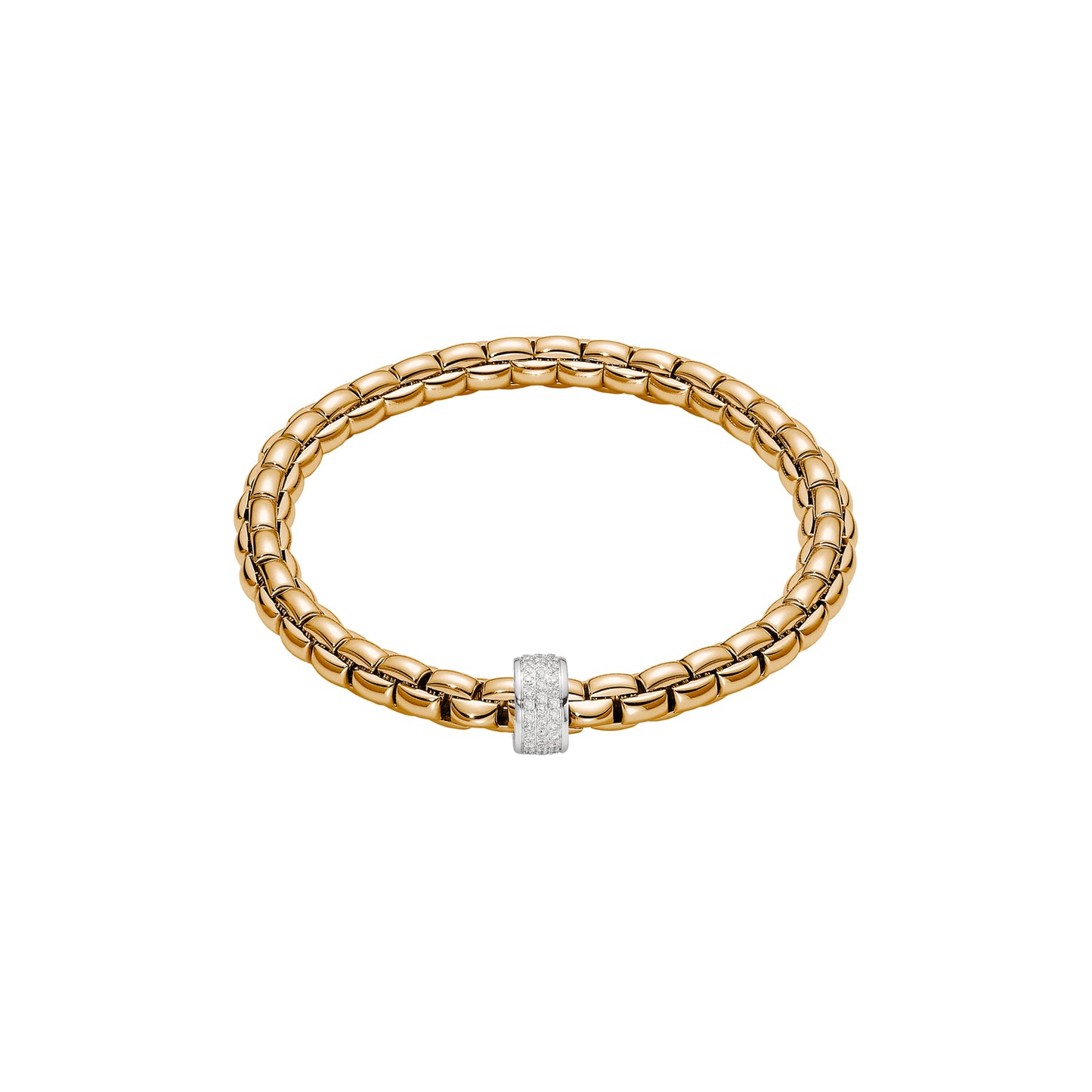 Fope Gold bracelet with a diamond clasp on a white background