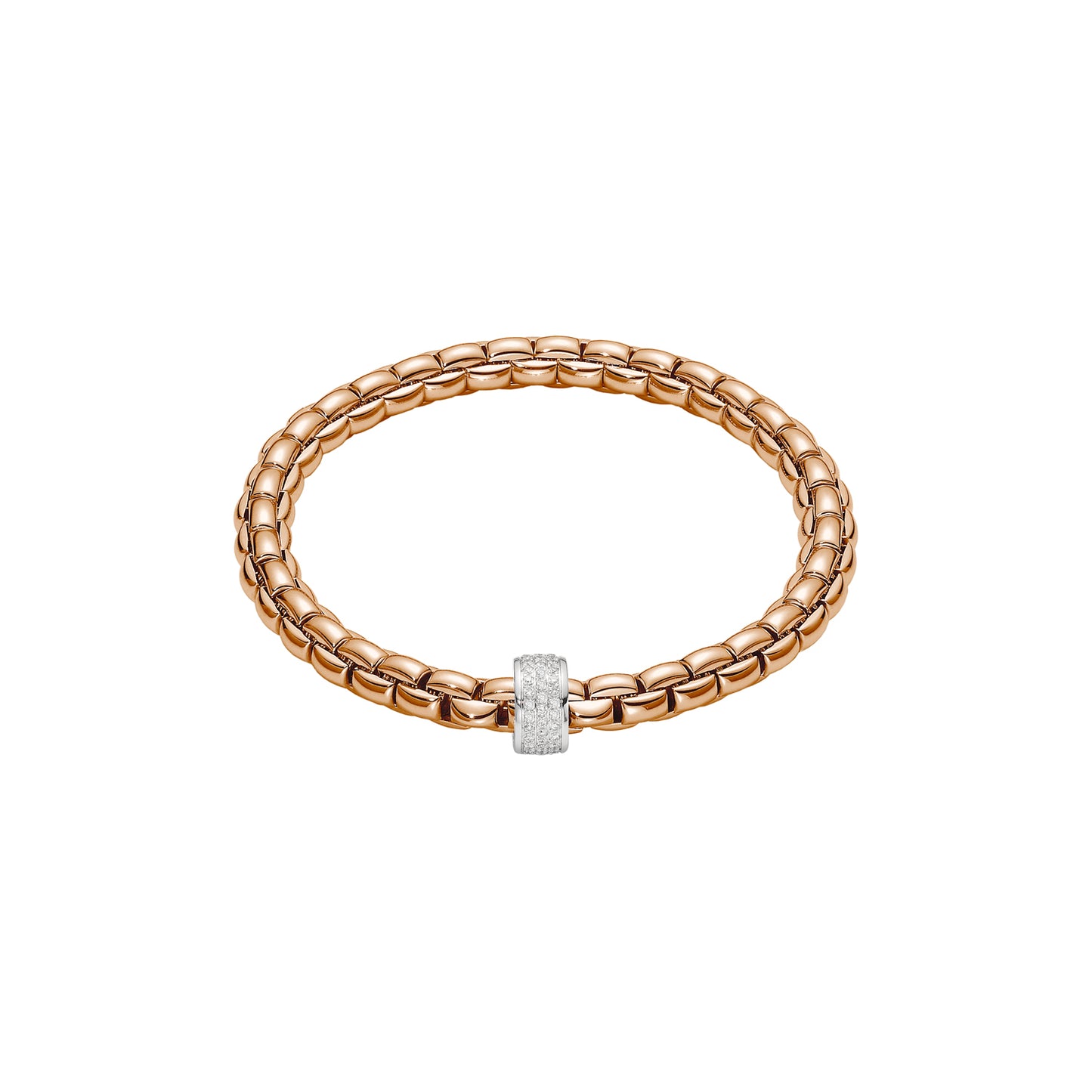 Fope Rose gold bracelet with a diamond accent on a white background