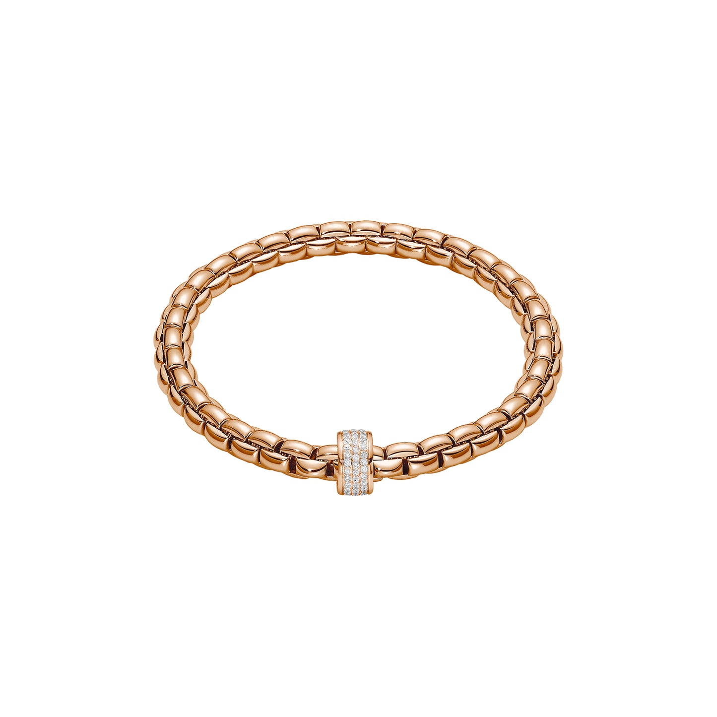 Fope Rose gold bracelet with a diamond clasp on a white background