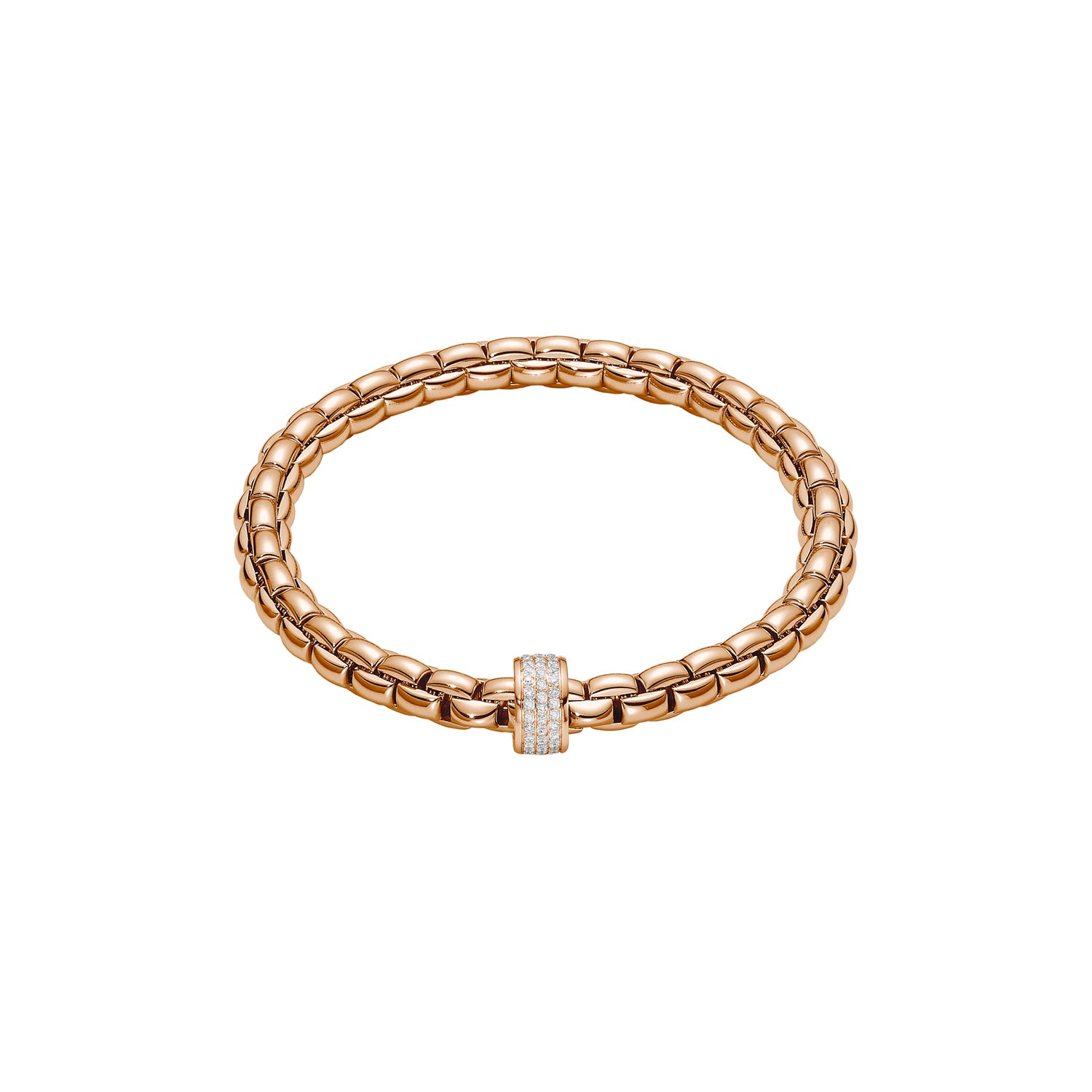 Fope Rose gold bracelet with a diamond clasp on a white background