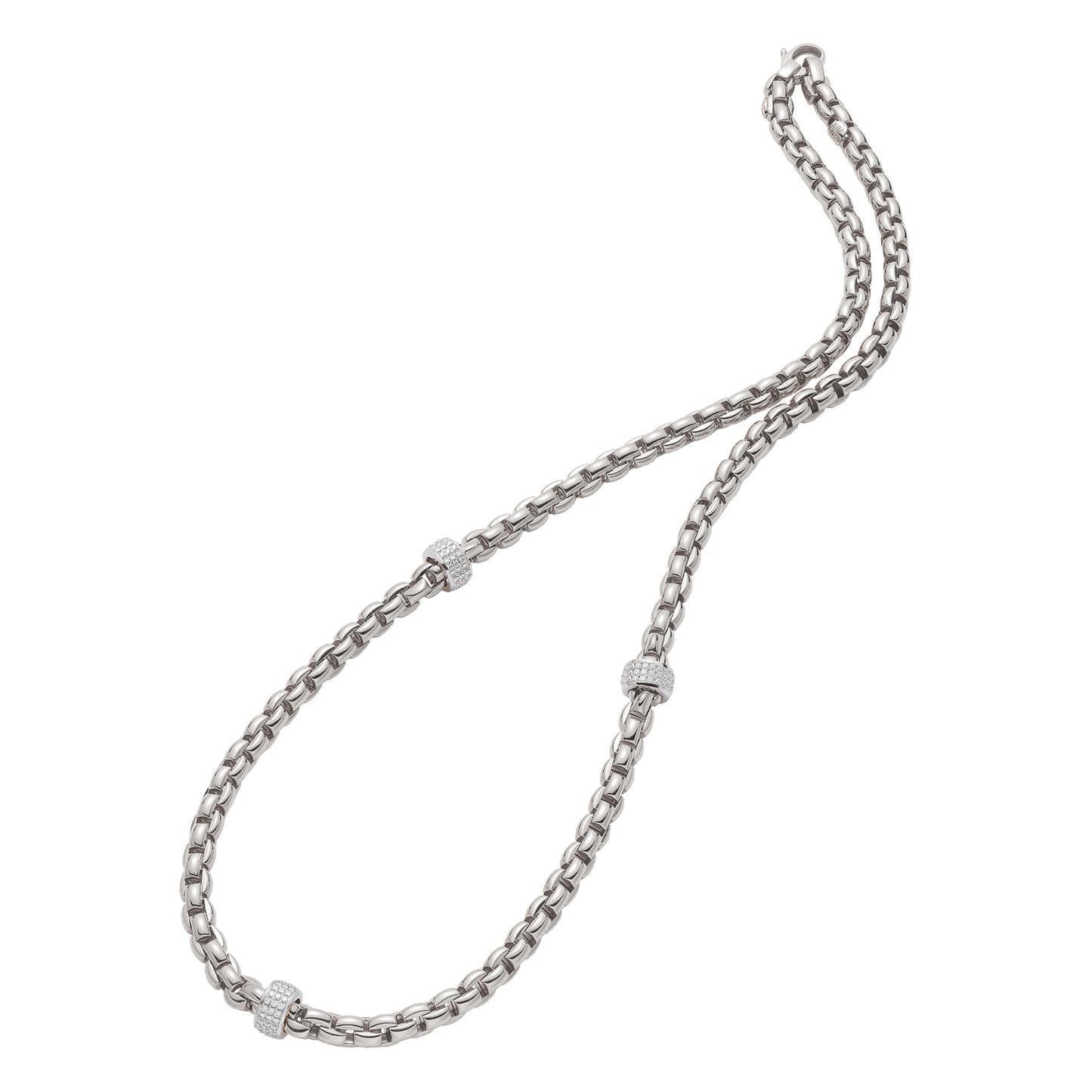 FOPE Eka Necklace-Three Pavé Diamond Rondels