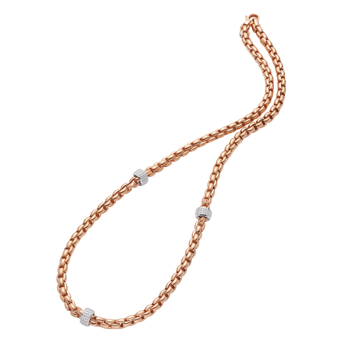 FOPE Eka Necklace-Three Pavé Diamond Rondels