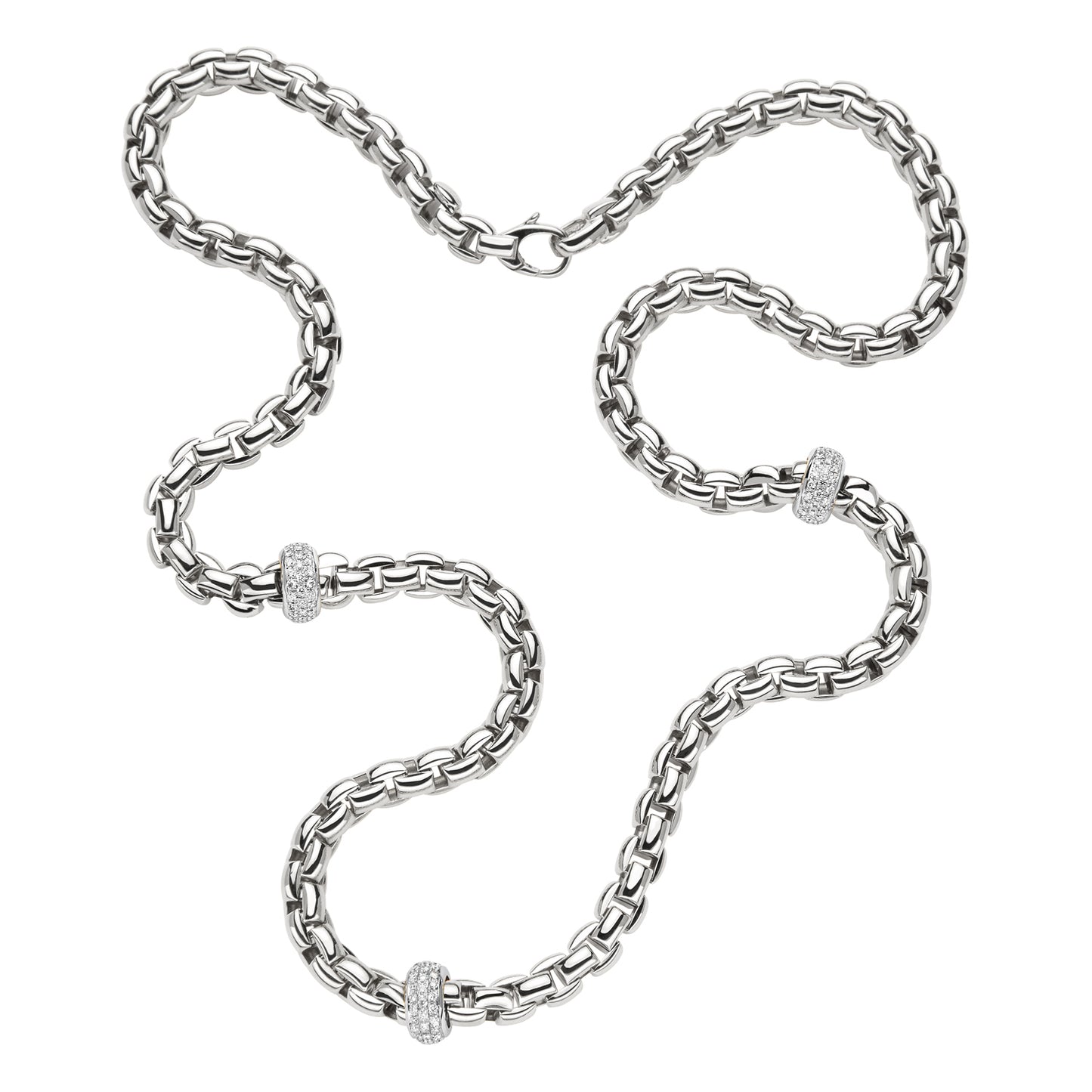 FOPE Eka Necklace-Three Pavé Diamond Rondels
